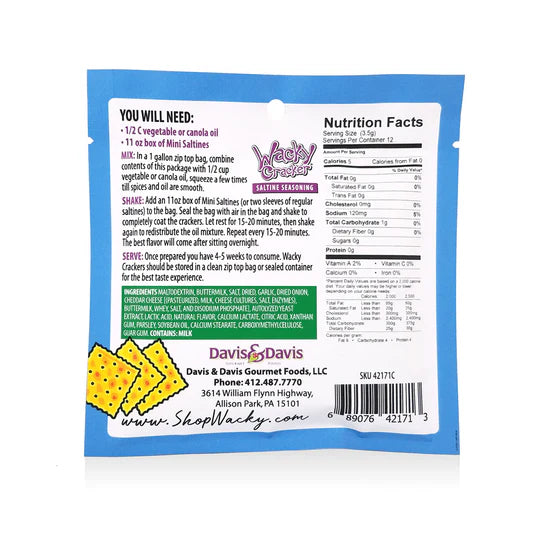 Wacky Cracker Sour Cream & Onion Seasoning Blend (1 OZ) - Davis & Davis Gourmet Foods