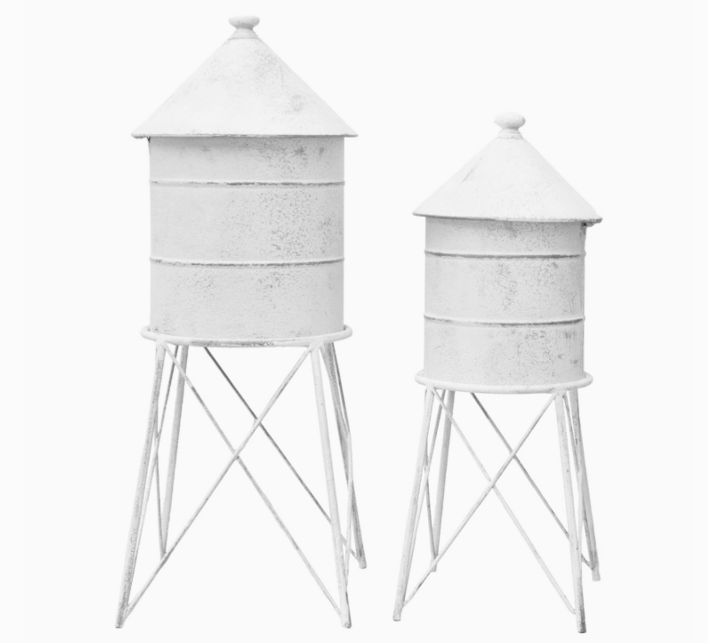 Small Rustic White Silo on a Stand - WT Collections