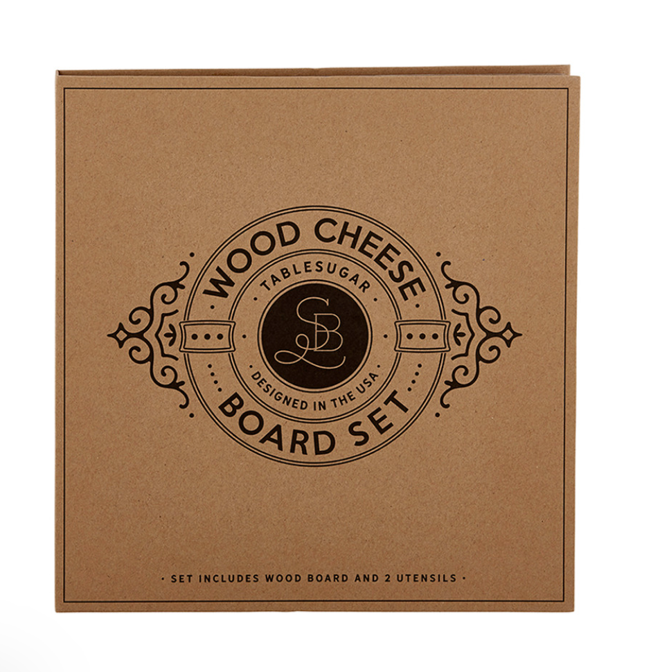 Wood Cheese Board Set Book Box - Santa Barbara Design Studio