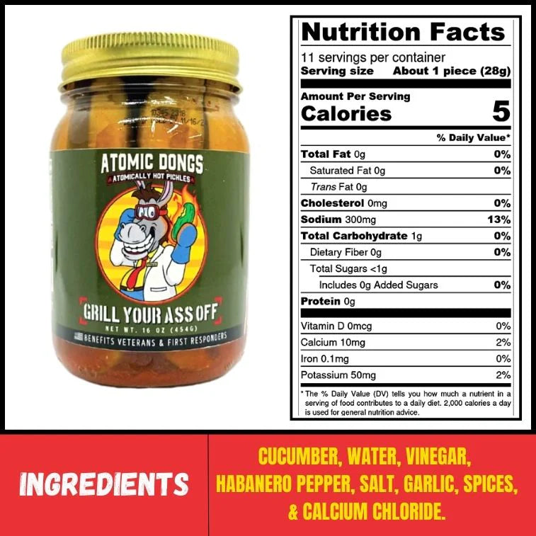 Atomic Dongs Hot Pickles (16 OZ) - Grill Your Ass Off
