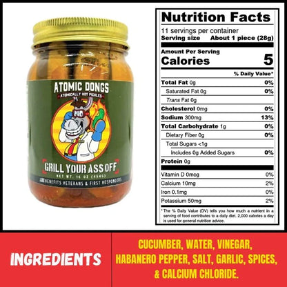 Atomic Dongs Hot Pickles (16 OZ) - Grill Your Ass Off