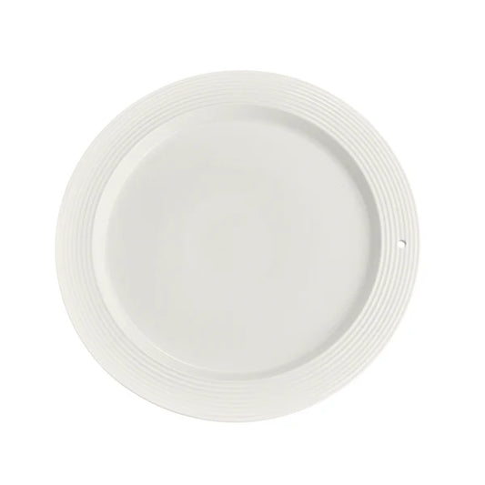Pinstripe Round Serving Platter 13.5" (White) - Nora Fleming
