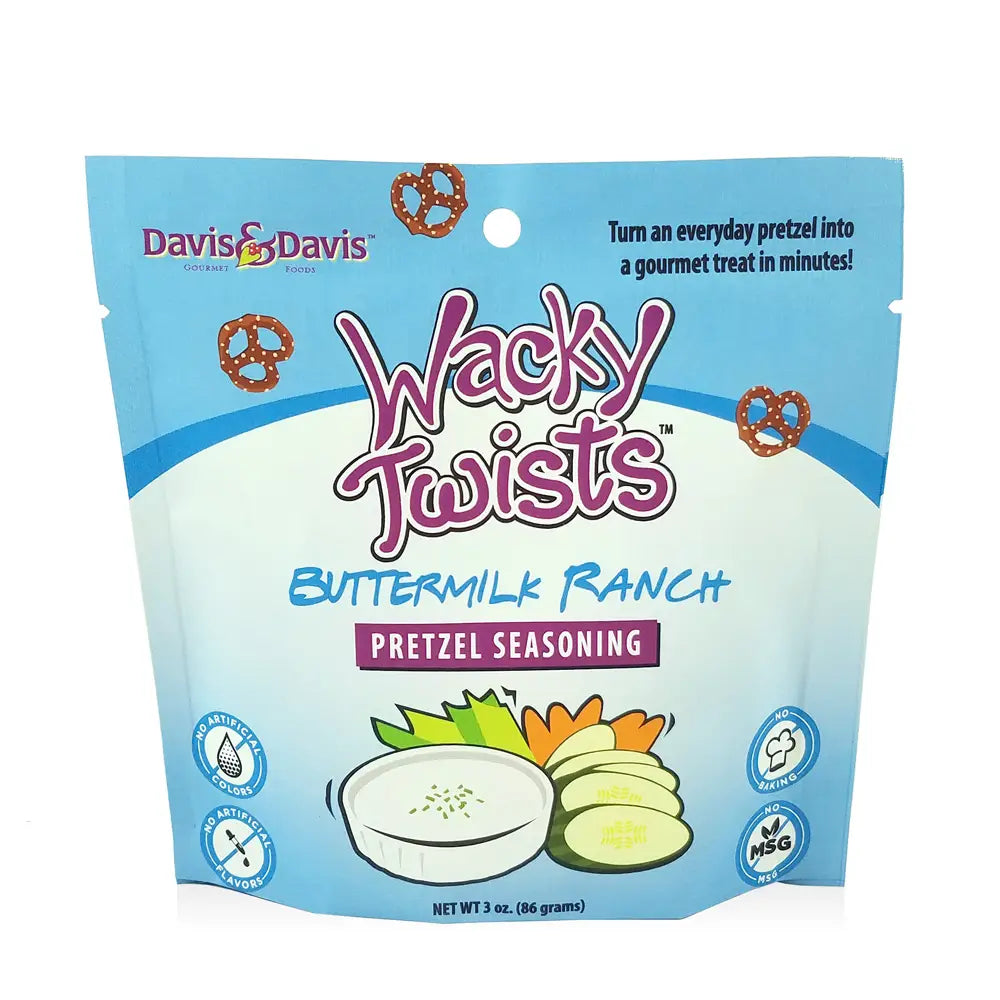Wacky Twists Buttermilk Ranch Pretzel Seasoning (NET WT 3 OZ) - Davis & Davis Gourmet Foods