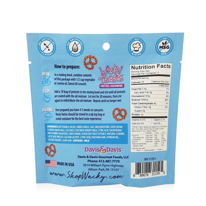 Wacky Twists Buttermilk Ranch Pretzel Seasoning (NET WT 3 OZ) - Davis & Davis Gourmet Foods