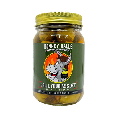 Donkey Balls Habanero Stuffed Olives (16 OZ) - Grill Your Ass Off