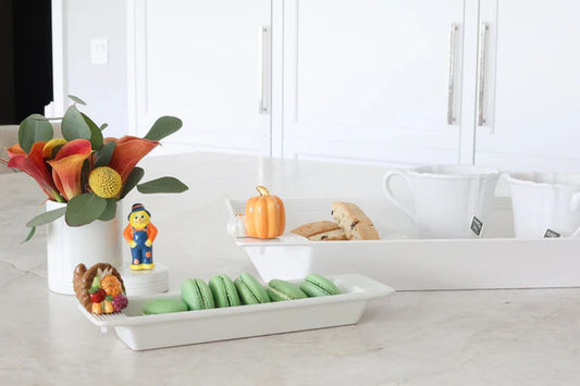 Pinstripes Cracker Tray (White) - Nora Fleming