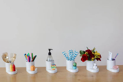 Pinstripes Round Cutie Container (White) - Nora Fleming