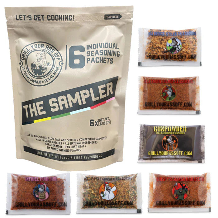 The Sampler - 6 Seasoning Packets - Grill Your Ass Off