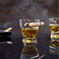 Twist Old Fashioned Whiskey Glass With Cigar Holder - Bezrat Barware