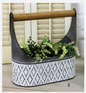Rustic Metal Oval Basket with Wood Handle - WT Collections