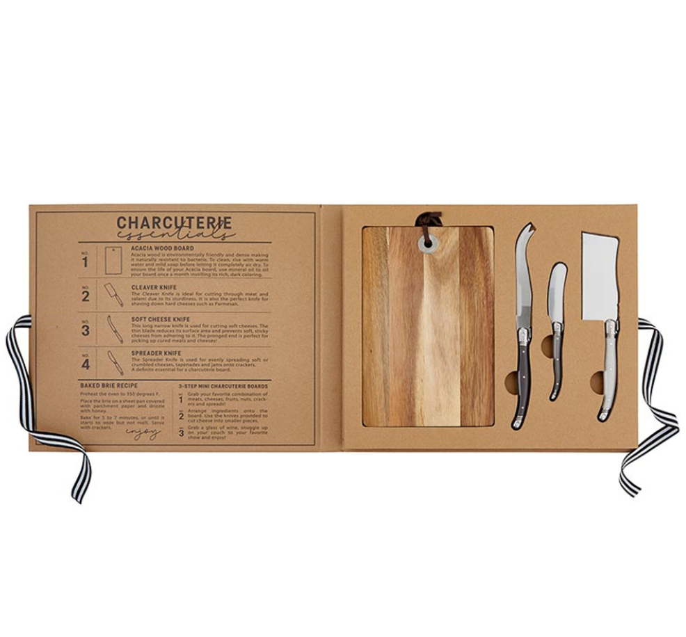 Good Food Good Mood - Wood Cheese Board Set Book Box - Santa Barbara Design Studio