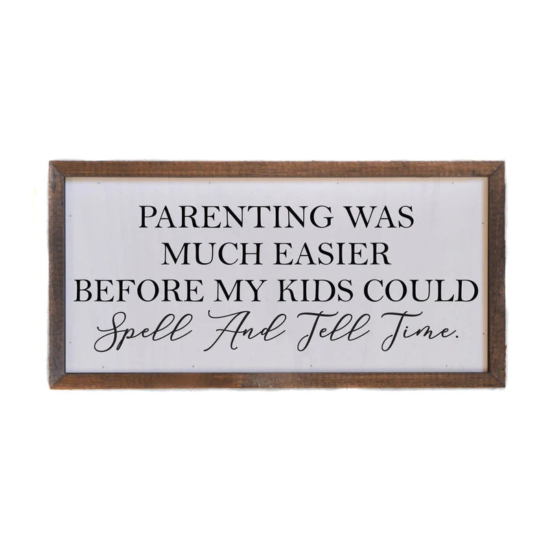 "Spell and Tell Time" Farmhouse Wall Art Sign (12"x6") - Driftless Studios