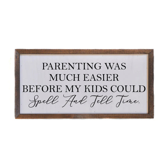 "Spell and Tell Time" Farmhouse Wall Art Sign (12"x6") - Driftless Studios