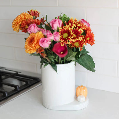 Pinstripes Utensil Crock (White) - Nora Fleming