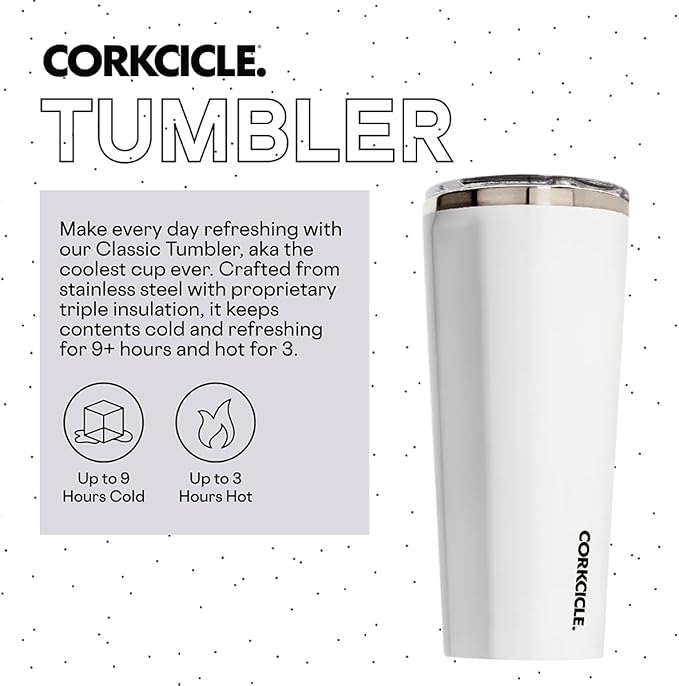 Classic Tumbler 24 oz (Gloss White) - Corkcicle
