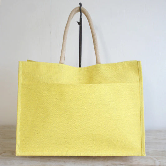 Jute Pocket Tote (Yellow) - 19 x 14 x 7.5 IN - The Royal Standard