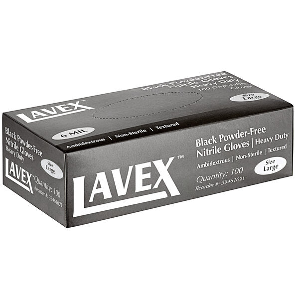 Black Powder-Free Nitrile Gloves Heavy Duty (6 mil) - Large - 100 Pack