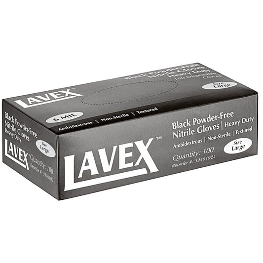 Black Powder-Free Nitrile Gloves Heavy Duty (6 mil) - Large - 100 Pack