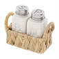 Salt and Pepper Shaker in a Woven Water Hyacinth Basket - mudpie