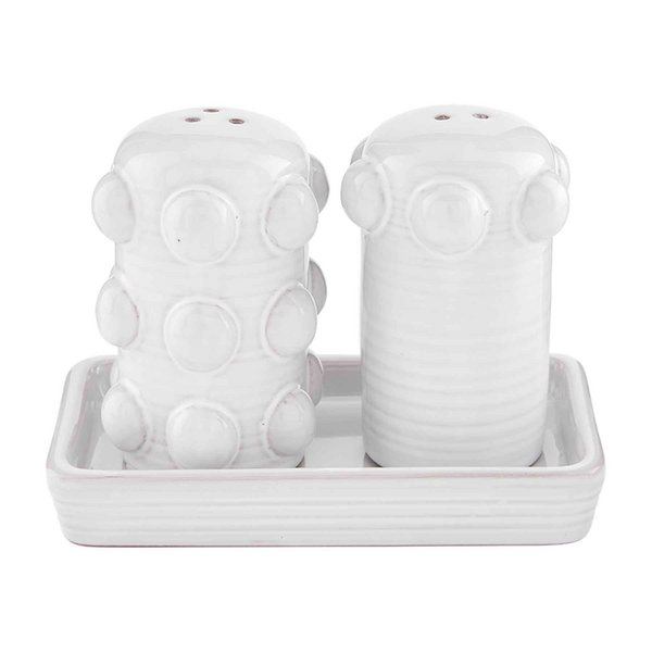 Beaded Salt and Pepper Shaker Set with Terracotta Base - mudpie
