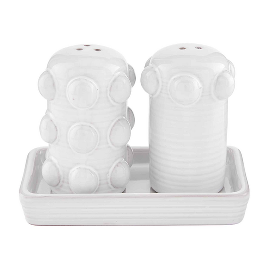 Beaded Salt and Pepper Shaker Set with Terracotta Base - mudpie