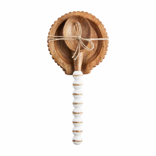 Wood Beaded Spoon and Spoon Rest Set - mudpie