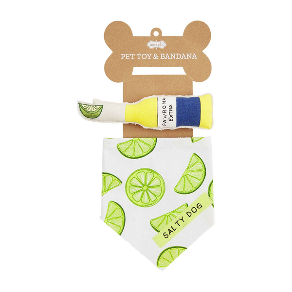 Beer Pet Toy and Lime Bandana - mudpie