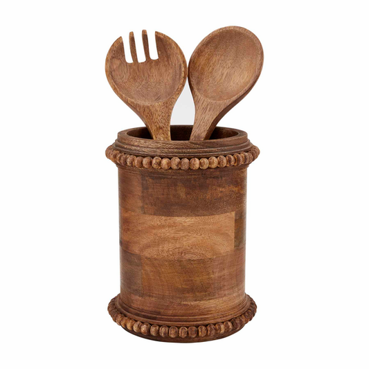 Wooden Beaded Utensil Holder - mudpie