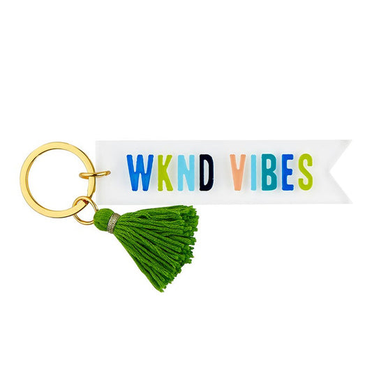 "WKND VIBES" Acrylic Key Tag - Santa Barbara Design Studio